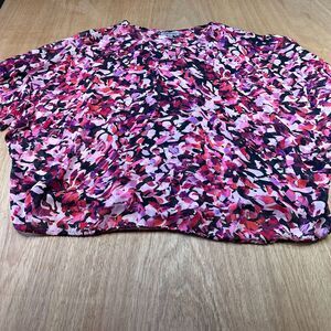 Jennifer Lopez Blouse Women’s 2X Floral Sheer V Neck Peasant Top Elastic Hem